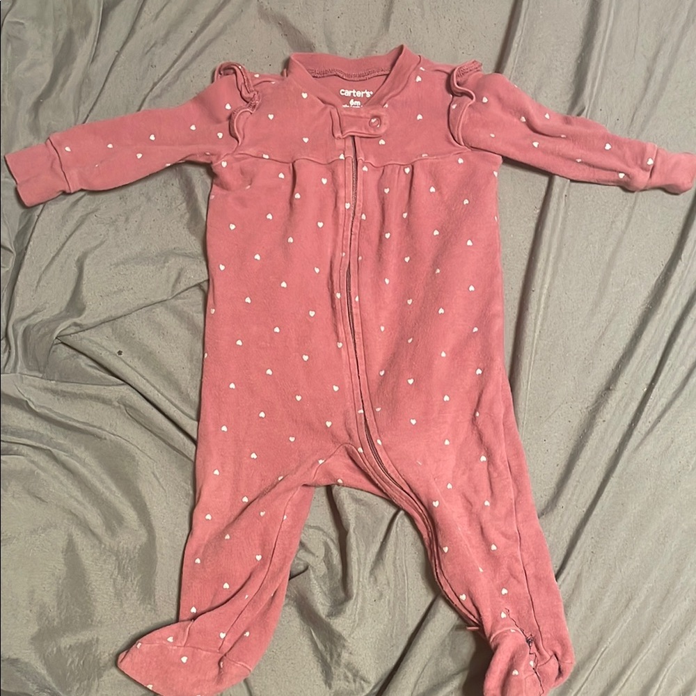 Carter's Pink and White Heart Footie